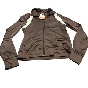 NWT Puma Track Jacket Womens XL Brown White Full Zip USP Moisture Management